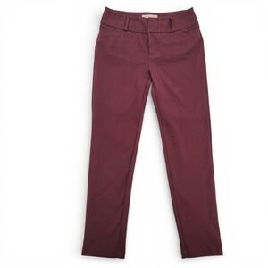 Michael Kors Womens 6 Slim Dress Pants Burgundy Stretch Career Office Work